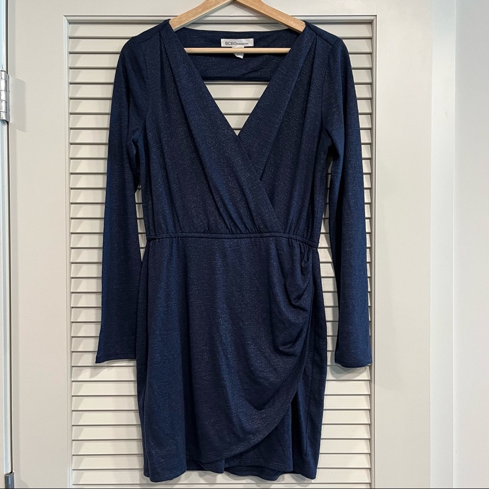 Navy Shimmer BCBGeneration Wrap Dress